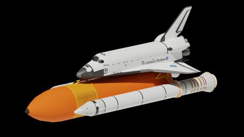 Space Shuttle Side Boosters And Fuel Tank LOW POLY preview image